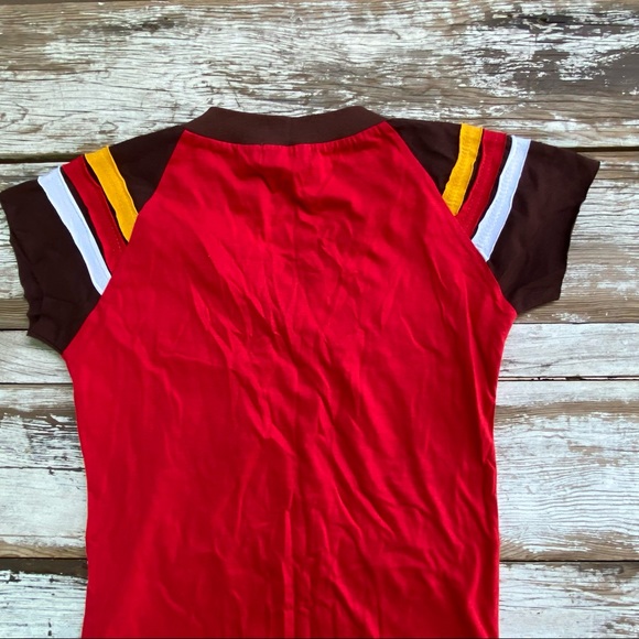 Red Y2K dragon tshirt with flames and striped, Size XS, NWOT - Picture 8 of 9